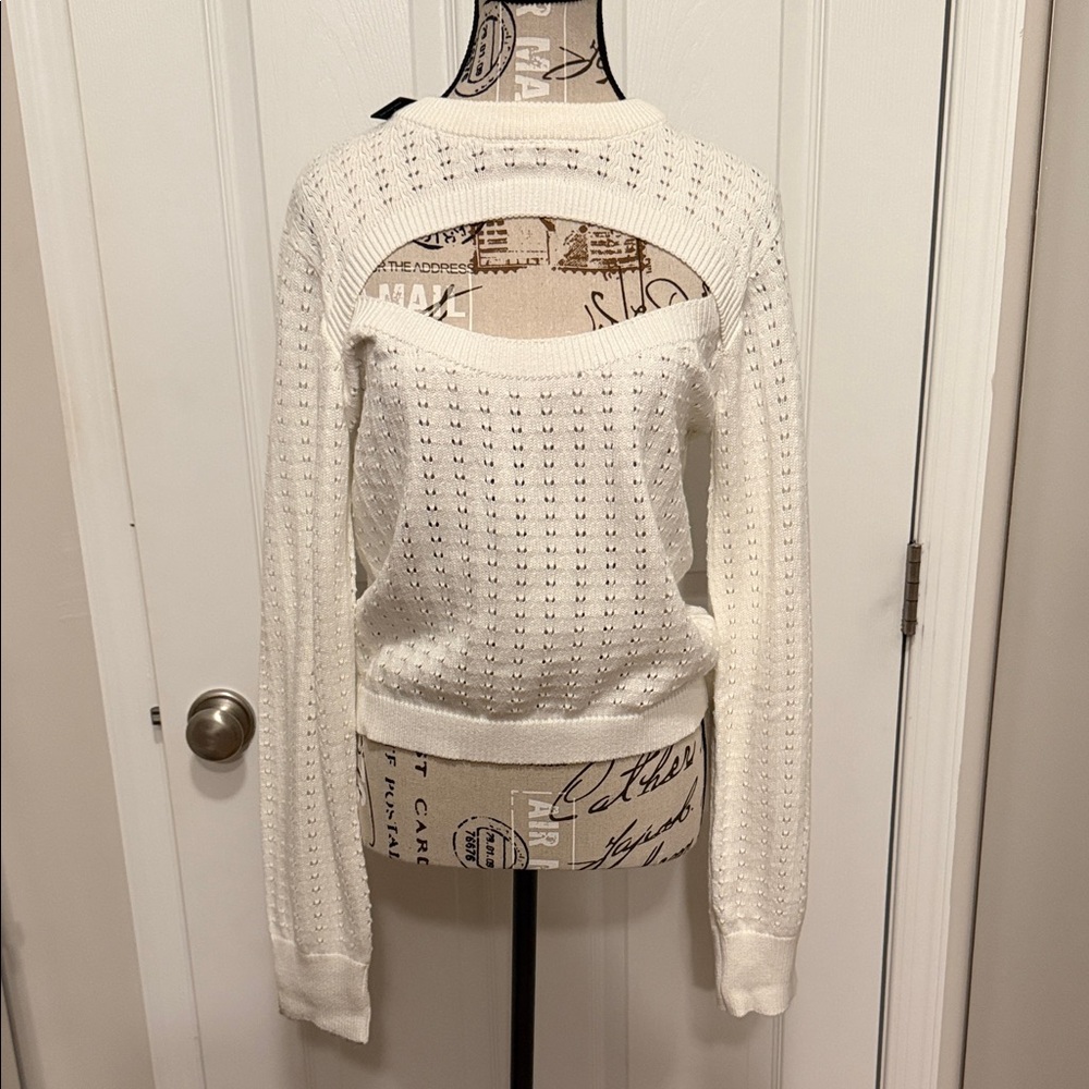LULUS White open front light sweater NWT LARGE